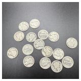 (16) 1923 Silver Mercury Dimes
