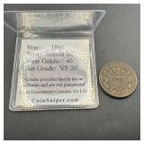 1864 Shield Two Cent Coin Good