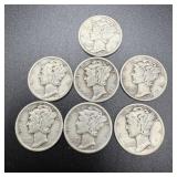 (2) 1945-s & (5) 1945-d Silver Mercury Dimes