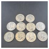 (10) 1966 40% Silver Kennedy Half Dollars