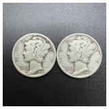 (2) 1940 Silver Mercury Dimes
