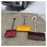 Three snow shovels