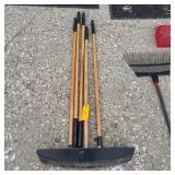 Five-piece roof snow rake with plastic head, appro