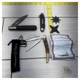 Three Pocket Knives and Two Throwing Darts Includi