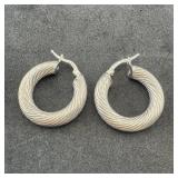 Sterling Silver Hoop Earrings, 925 Italy, 4.3 GRAM