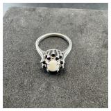 Sterling Silver Opal & Garnet Ring, Size 8-ï¿½, 925,
