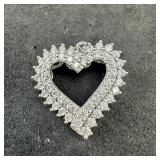 Sterling Silver CZ Heart Pendant, Sun 925, 3.8 GRA
