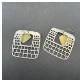 Sterling Silver Modernist Earrings, 925, 4.8 GRAMS