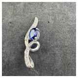 Sterling Silver Sapphire Pendant, 925, 2 GRAMS