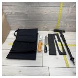 Two assorted cutlery knives with cutlery case and