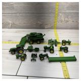 Lot of 10 ERTL John Deere Toy Tractors and Impleme