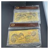 Gold Plated Two Pack U.s. 100 Dollar Bills (novelt