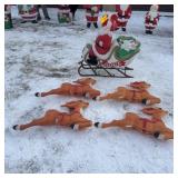 Vintage 5-Piece Empire Santa & Reindeer Blow Mold