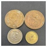 Four Foreign Mexico Coins Including 1970 10 Centav