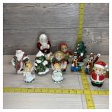 Ceramic Santa and other Christmas figurines includ