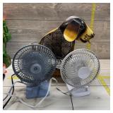 Three-piece Fan Lot Including Dog Folk-art Fan; Al