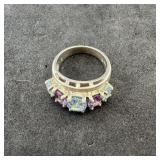 Sterling Silver Blue Topaz & Purple Amethyst Ring,