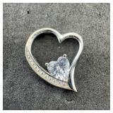 Sterling Silver Heart Pendant, 925, 1.8 GRAMS