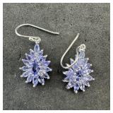 Sterling Silver Purple Amethyst Earrings, 925, 3.1