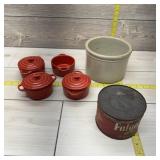 Krokk butter dish, four bean dishes (one missing l