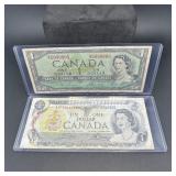 Two Canadian $1 Bank Of Canada Notes