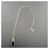 Sterling Silver Black Onyx Necklace, 16", 925 Ita