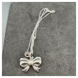Sterling Silver Bow Necklace, 18-ï¿½", Sterling, 3.