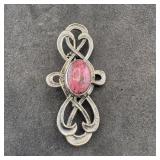 KBN Sterling Silver Pink Stone Brooch Pin, KBN Ste