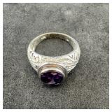 Sterling Silver Purple Amethyst Ring, Size 9, 925,