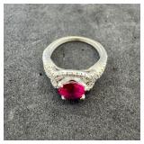 Sterling Silver Garnet Ring, Size 60-ï¿½, 925 OG, 4.