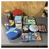 Large assortment of collectible tins