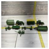 Lot of 10 ERTL John Deere Toy Tractors and Impleme