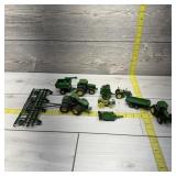 Lot of 10 ERTL John Deere Toy Tractors and Impleme