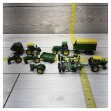 Lot of 10 ERTL John Deere Toy Tractors and Impleme