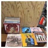 Assortment of 33 RPM vinyl record albums including