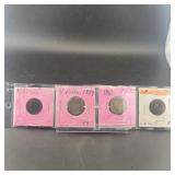 Four Liberty Head V Nickels (1887-1892)