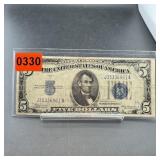 1934 $5 Silver Certificate. Serial Number J3533696