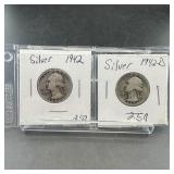 Two Silver Washington Quarters (1942 & 1942-d)