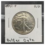 1947 Walking Liberty Silver Half Dollar
