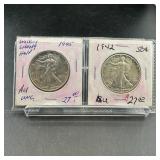 Two Walking Liberty Silver Half Dollars(1942&1945)