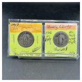 Two Standing Liberty Silver Quarters (1917 & No Da