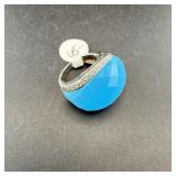 Sterling Silver Blue Stone Dome Ring