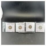 Four Mercury Silver Dimes (1920-1923)