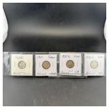 Four Mercury Silver Dimes (1926-1936)