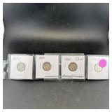 Four Mercury Silver Dimes (1919-1920)