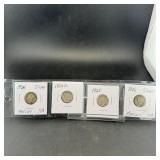 Four Mercury Silver Dimes (1924-1926)