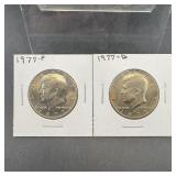 Two Kennedy Half Dollars (1977-P & 1977-D)