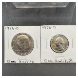 1976-D Bicentennial Coins (Kennedy Half & Washingt