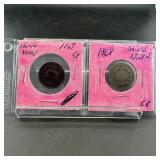 Two Shield Nickels (1867 & 1868)