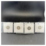 Four Barber Silver Dimes (1907)